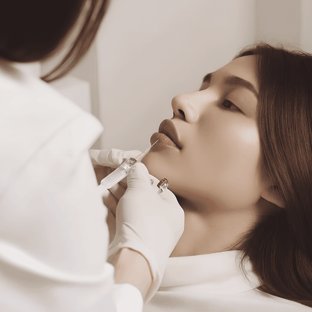 Lip Filler Treatment Being Performed