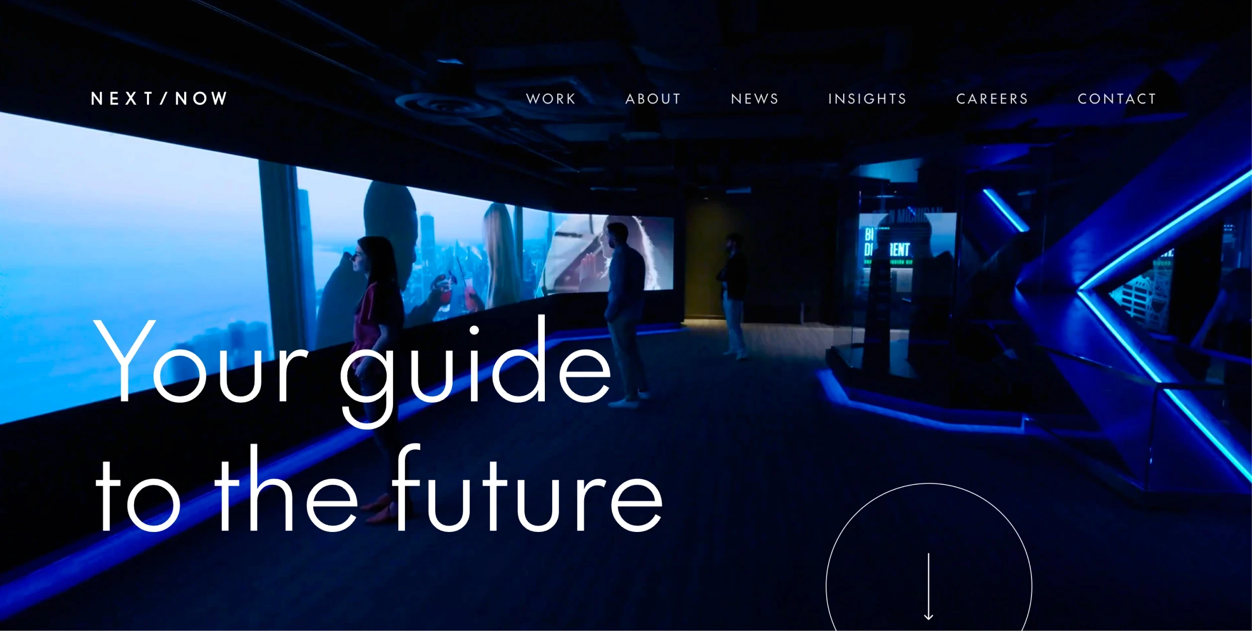 Next/Now's website homepage