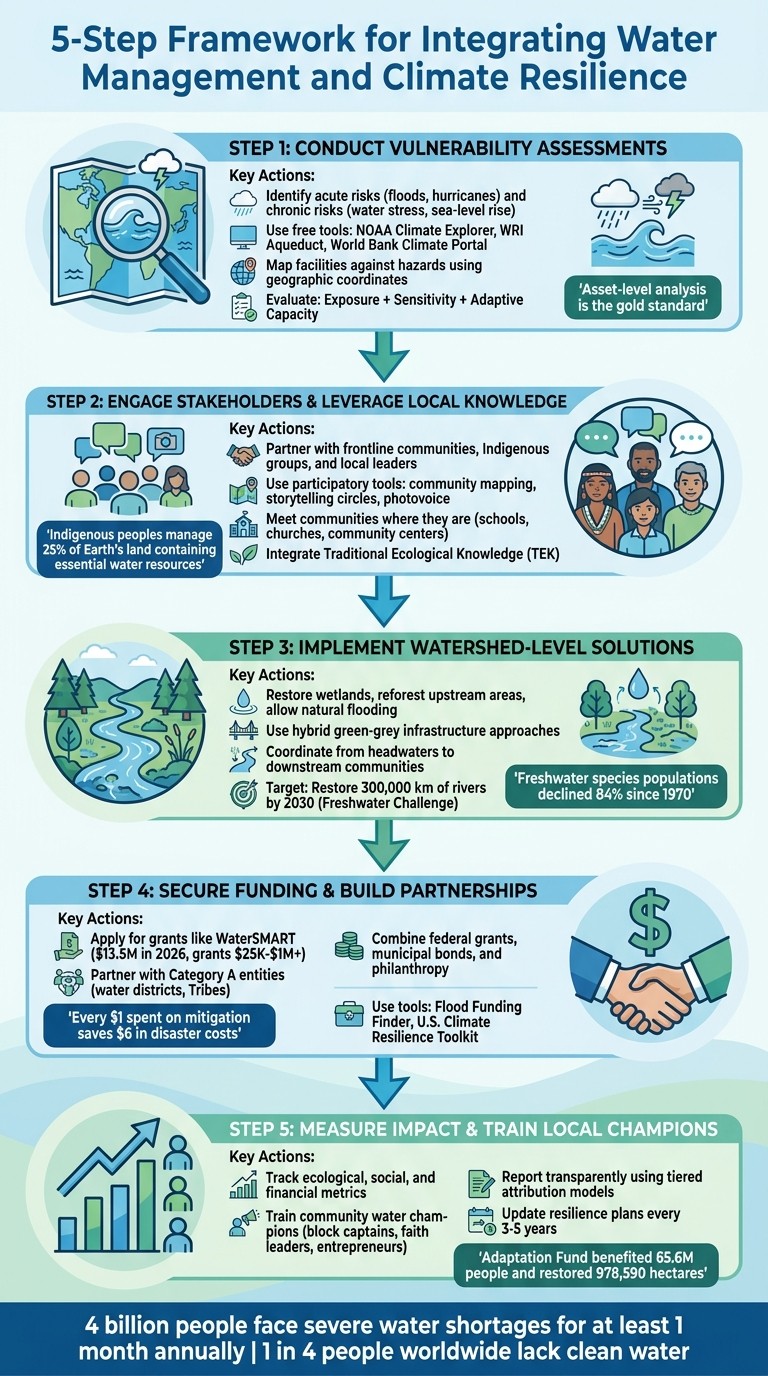 5-Step Framework for Integrating Water Management and Climate Resilience in NGOs