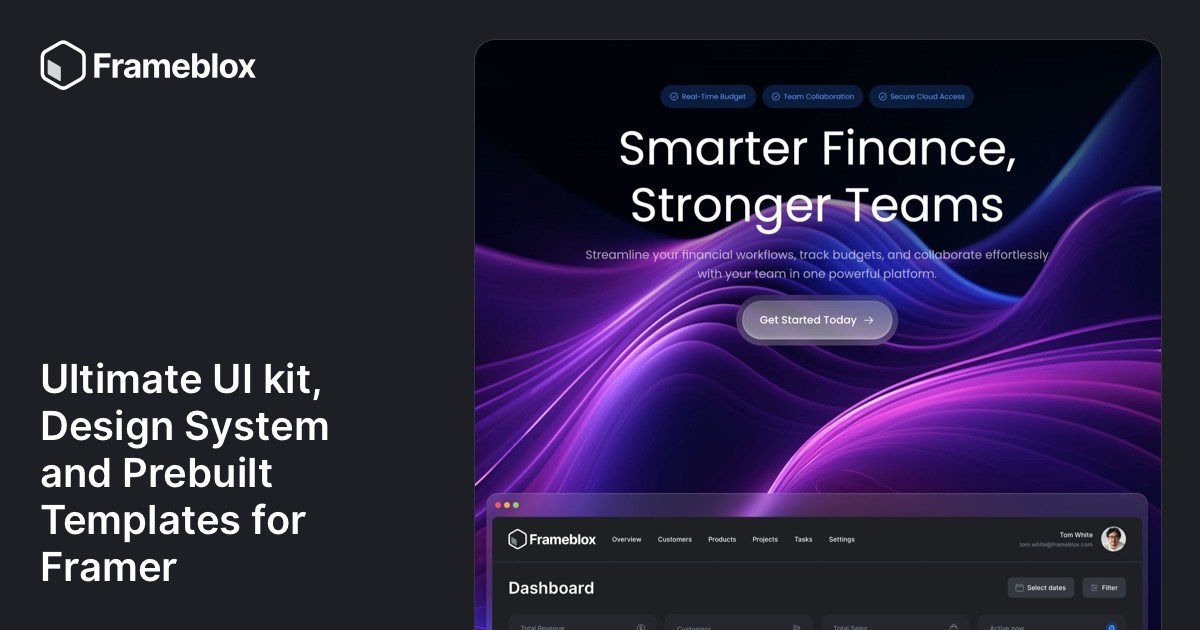 Day 49 - Dark hero area for Framer - Frameblox UI kit