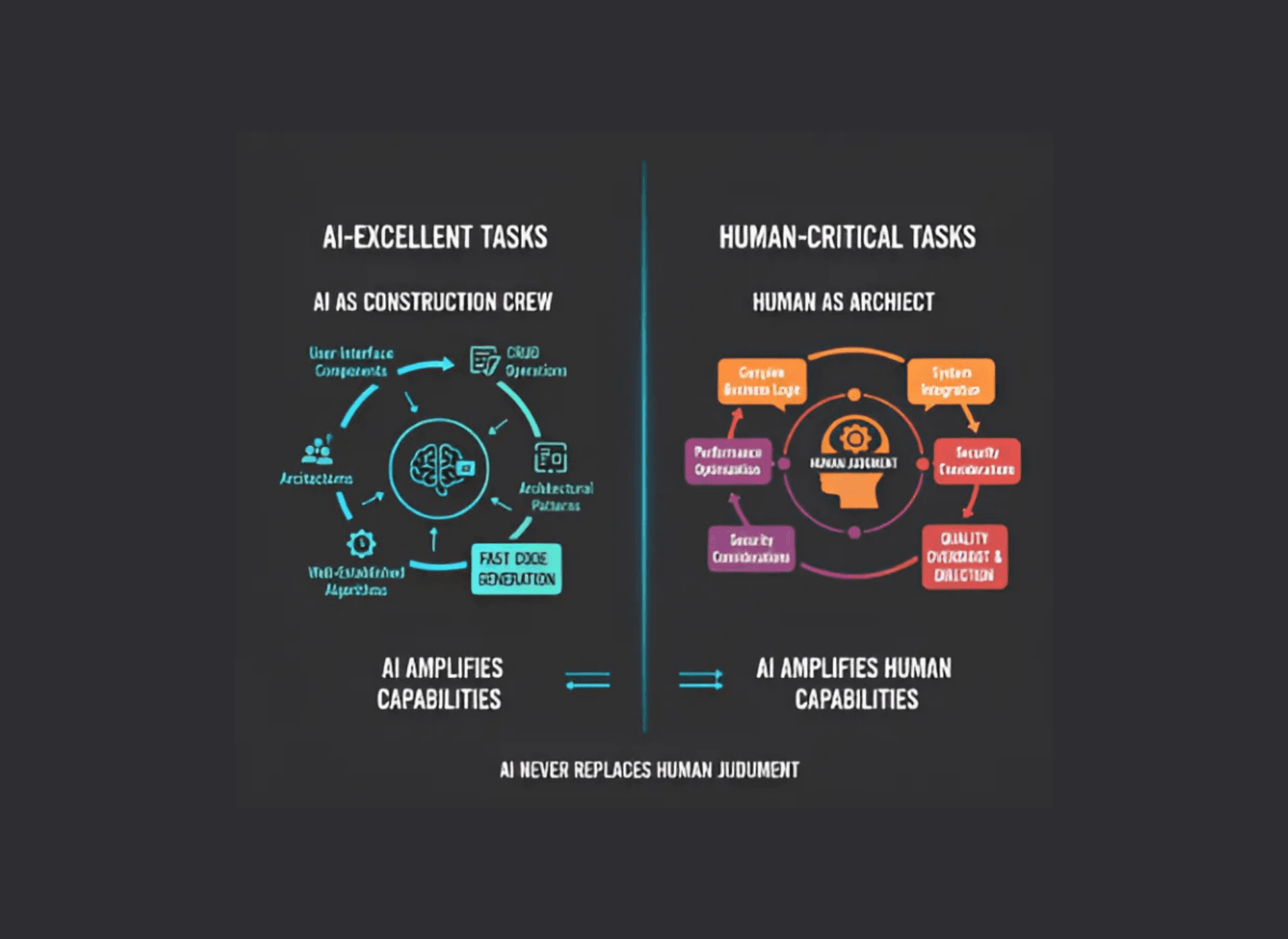 A comparison infographic showing the two approaches side by side, with visual representations of their different workflows and outcomes