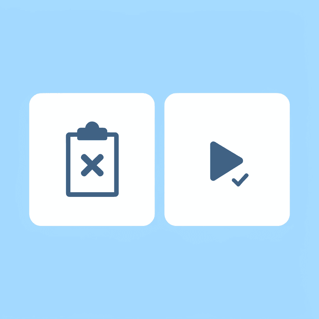 Before: formal testing environment; After: natural play-based assessment showing authentic abilities