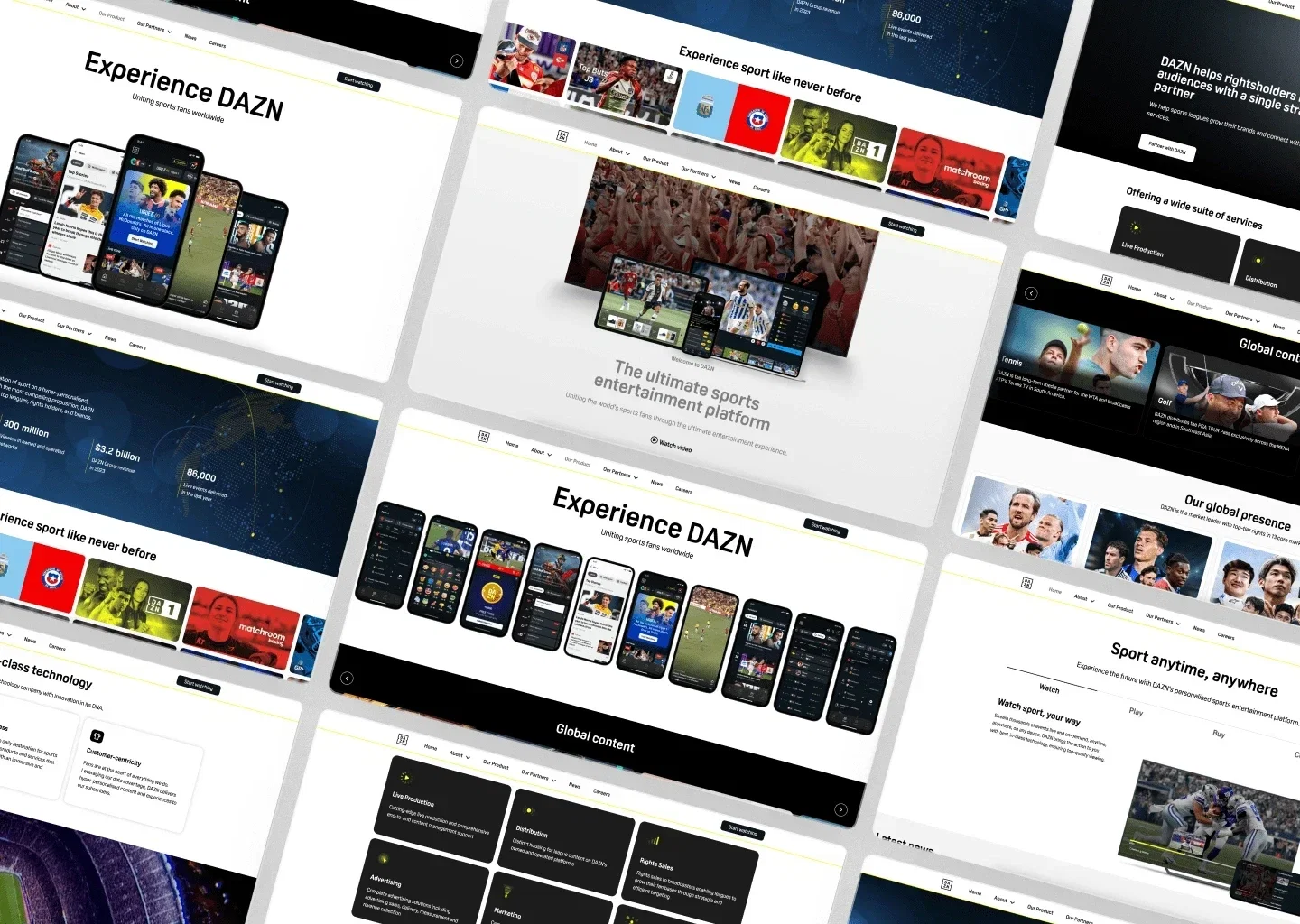 Case study highlight showing branding and digital work created for DAZNge