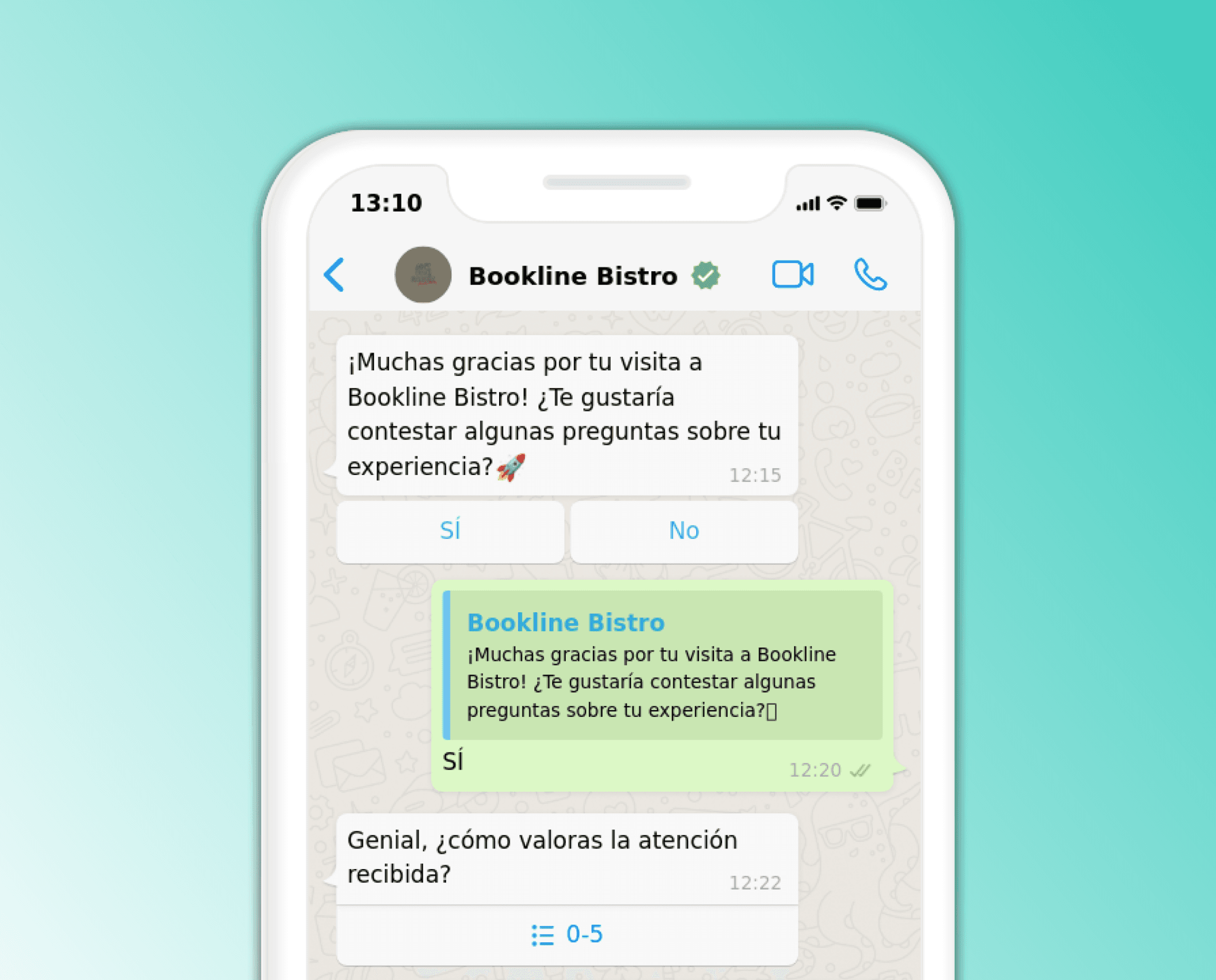 WhatsApp conversation with restaurant