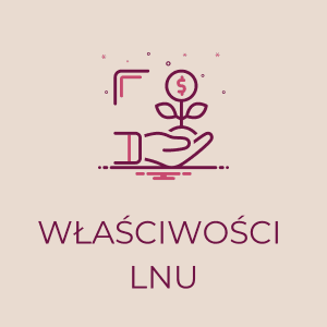 Grafika przedstawiająca dłoń i roślinę, symbolizująca właściwości lnu oraz jego wartość.