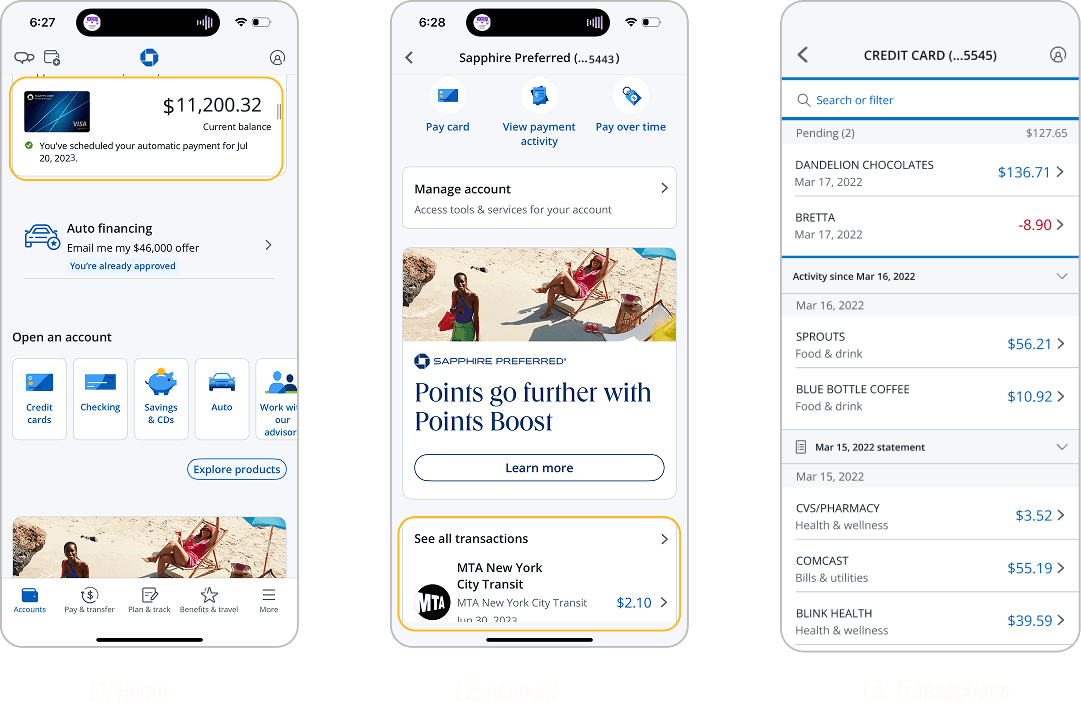 jd power 2023 us credit card mobile app satistfaction survey with arrow pointing towards Chase at 672 million as rank 6