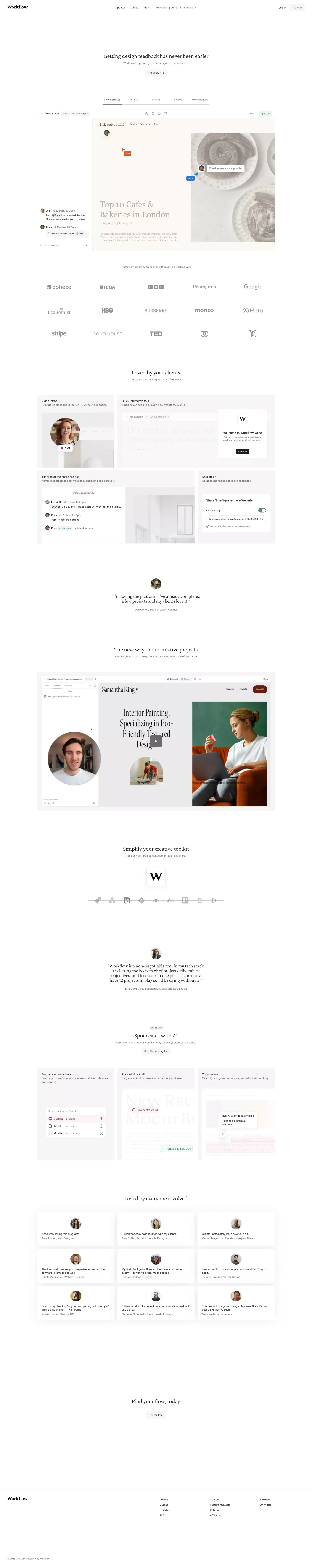 Workflow – The design feedback tool love portfolio page screenshot showcasing Design and Tech design