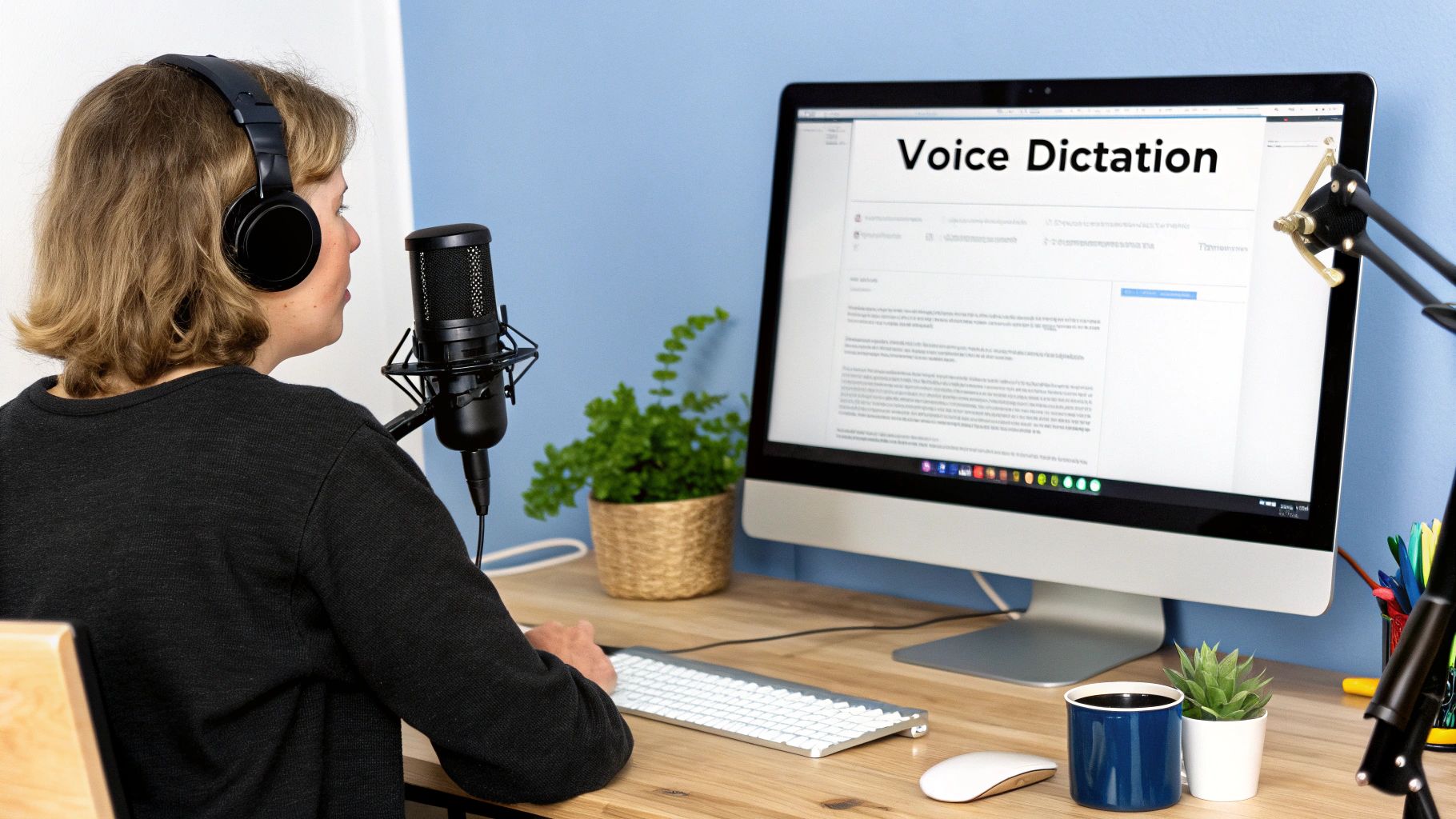 Screenshot of the Windows voice typing toolbar appearing over a document.