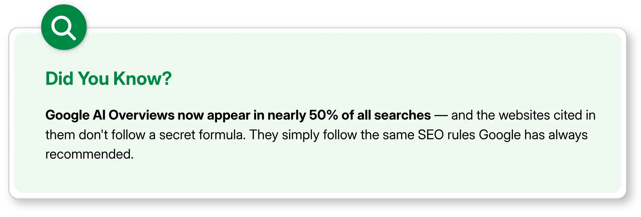 Did you know about AI overviews appears in 50% of all searches.