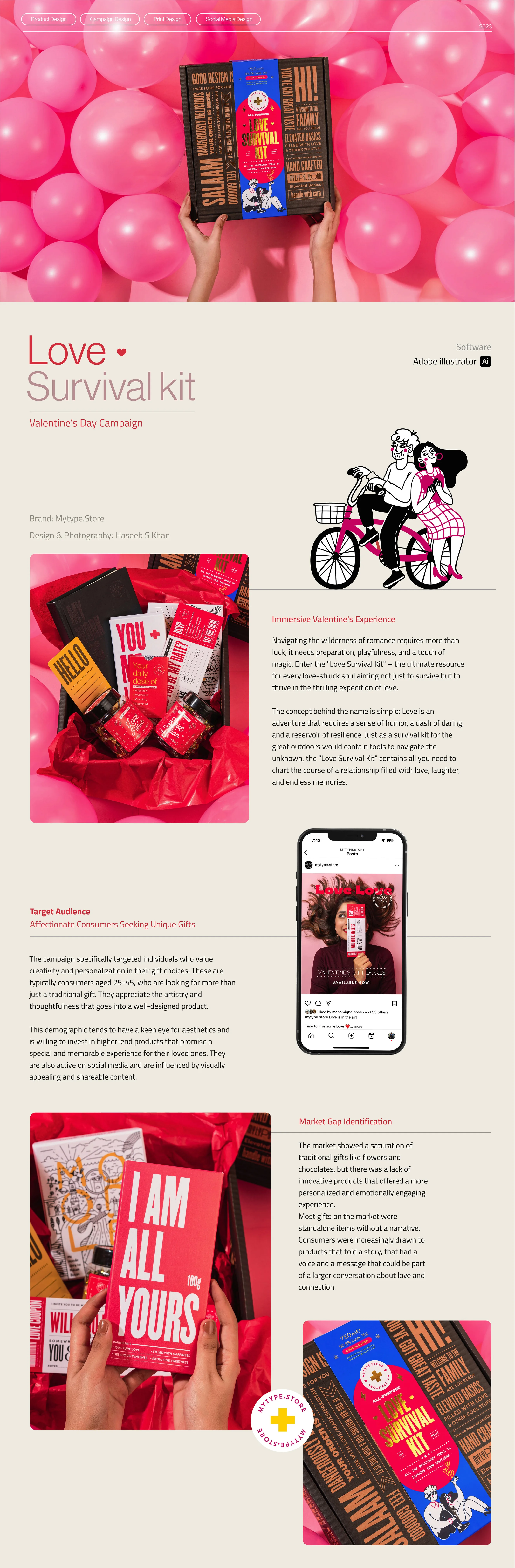 Mytype Store's Love Survival Kit gift box with prints and keepsakes exploring modern love