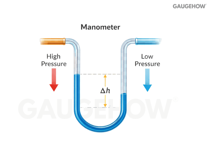U tube manometer pressure difference