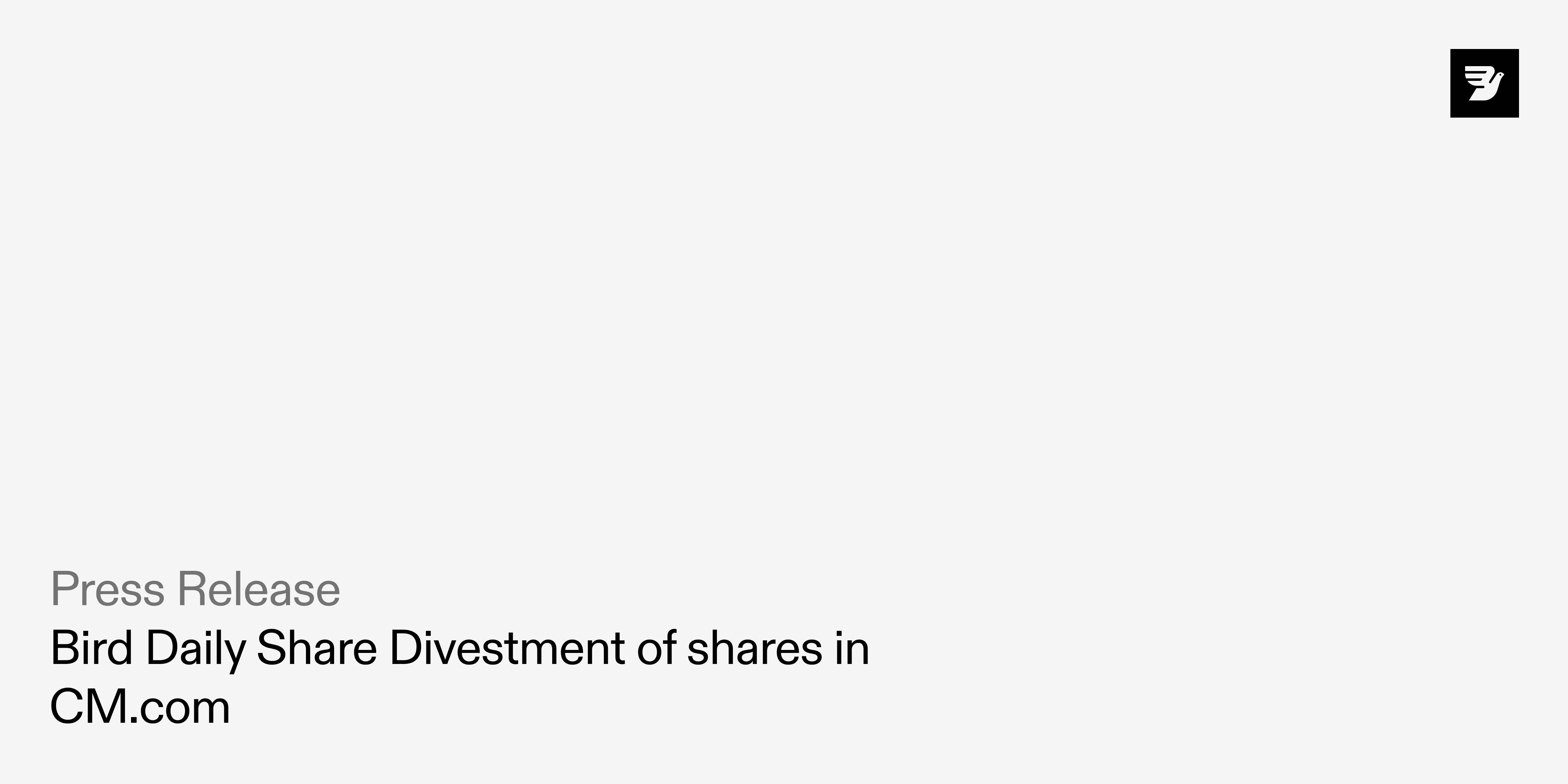Daily Share Divestment of shares in CM.com