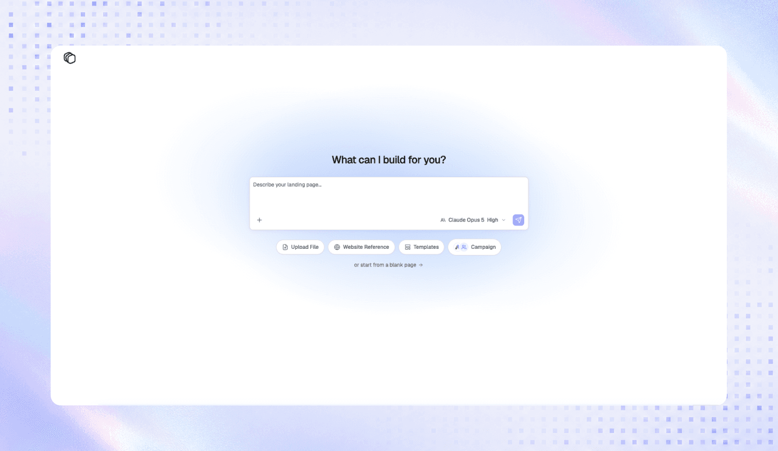 The GenPage Agent creating a landing page from a conversational prompt