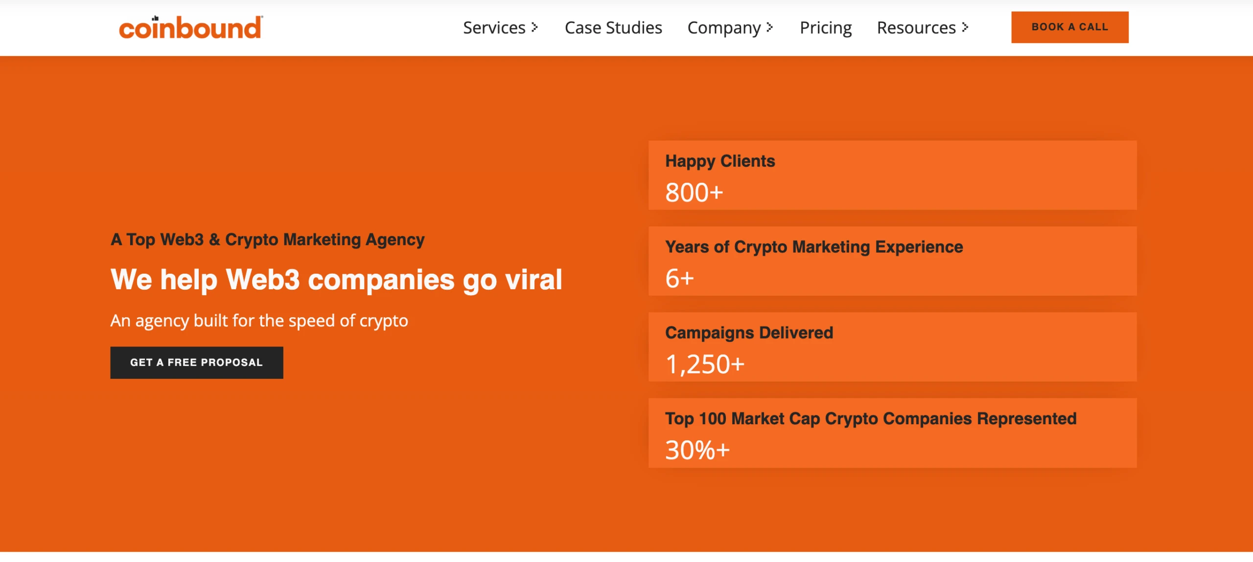 Coinbound crypto google ads agency home page view