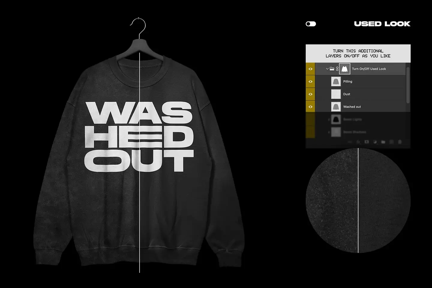 Gildan 18000 Crewneck Hanging mockup used fabric look with worn texture