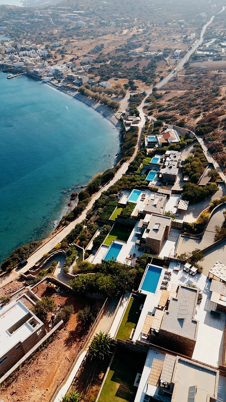 Drone over the coast of Crete.