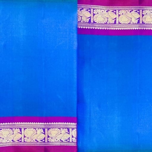 Peacock Blue and Pink Annam Border Kanchivaram Silk Saree