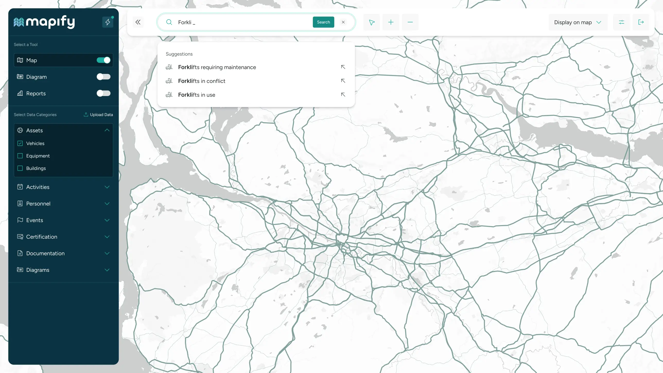 Mapify UI search suggestions