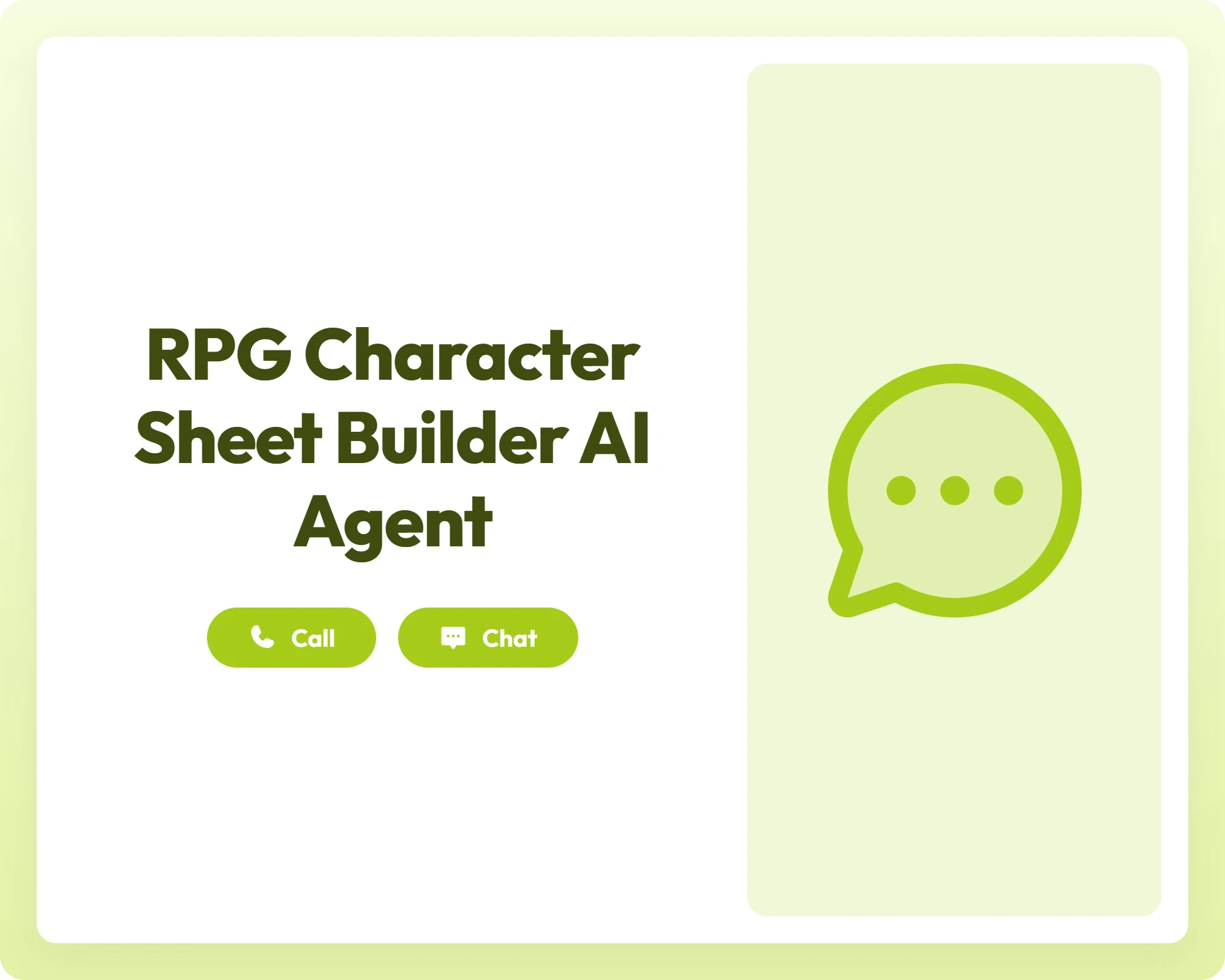 ai character builder supports call and chat with a chat circle dots icon panel