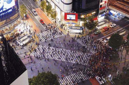Crowded Shibuya Crossing in Japan