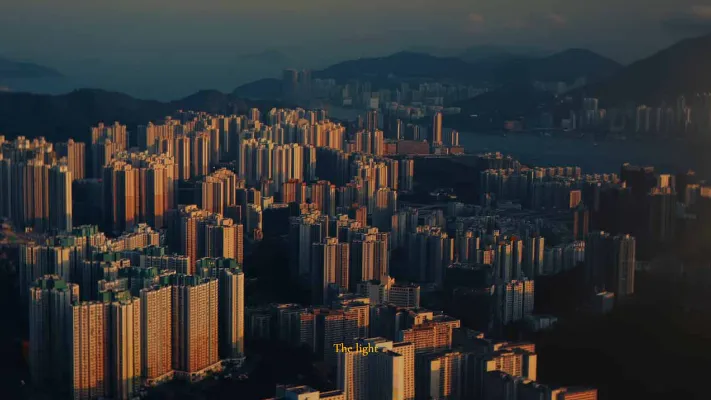 A skyline view of Hong Kong during sunrise