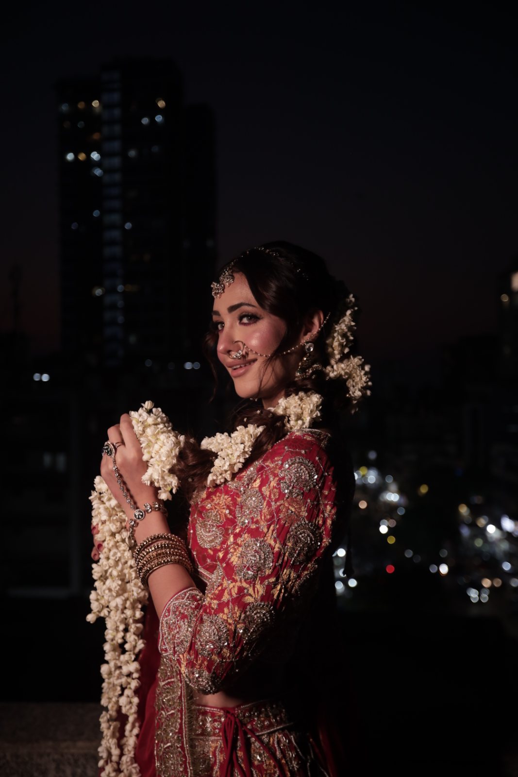 A clean, classic bridal Gajra braid