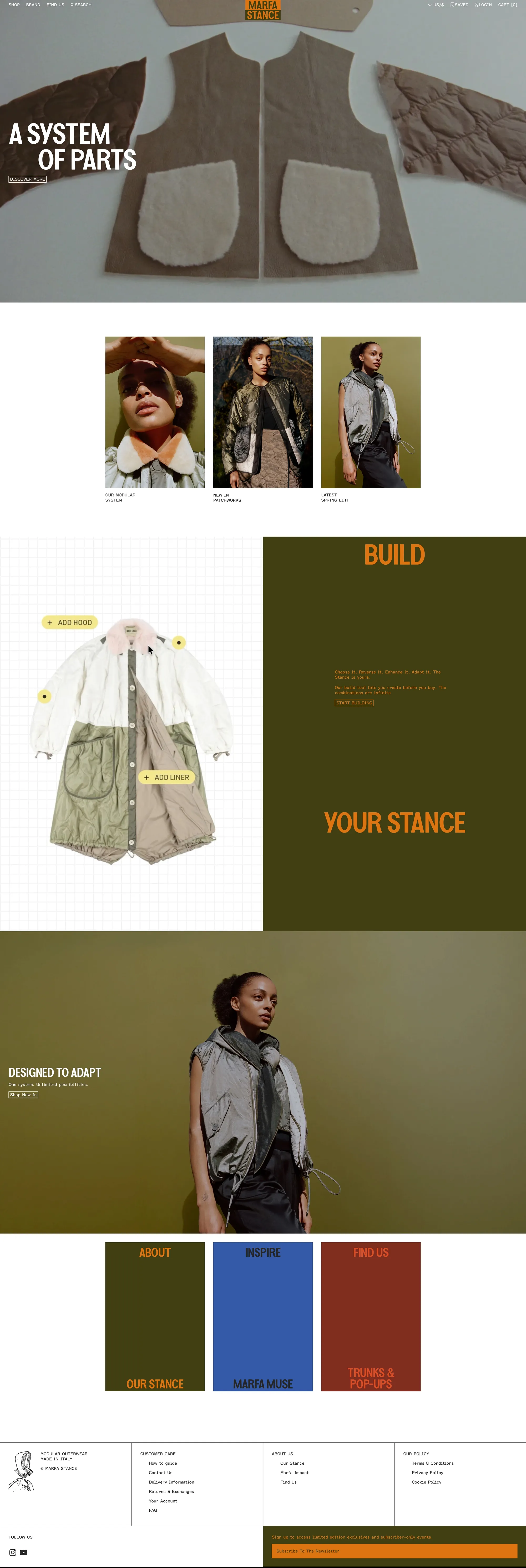 MARFA STANCE portfolio page screenshot showcasing Design and Ecommerce design