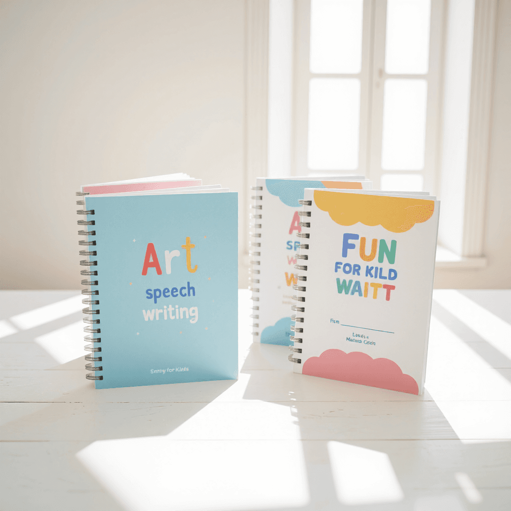 product photography of set of children's activity notebooks
