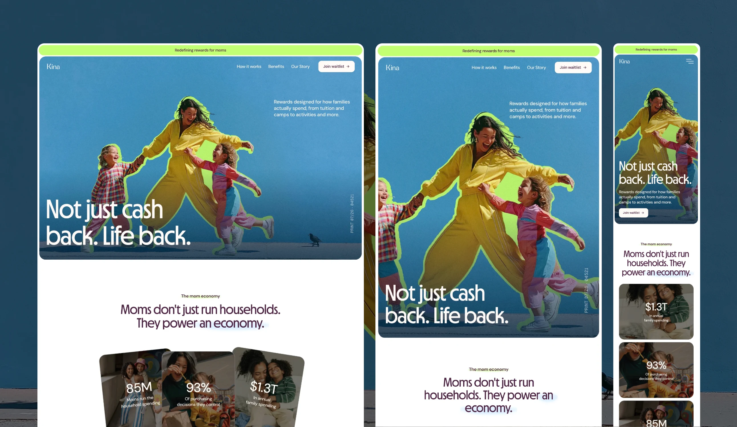 Kina homepage shown across desktop, tablet, and mobile.