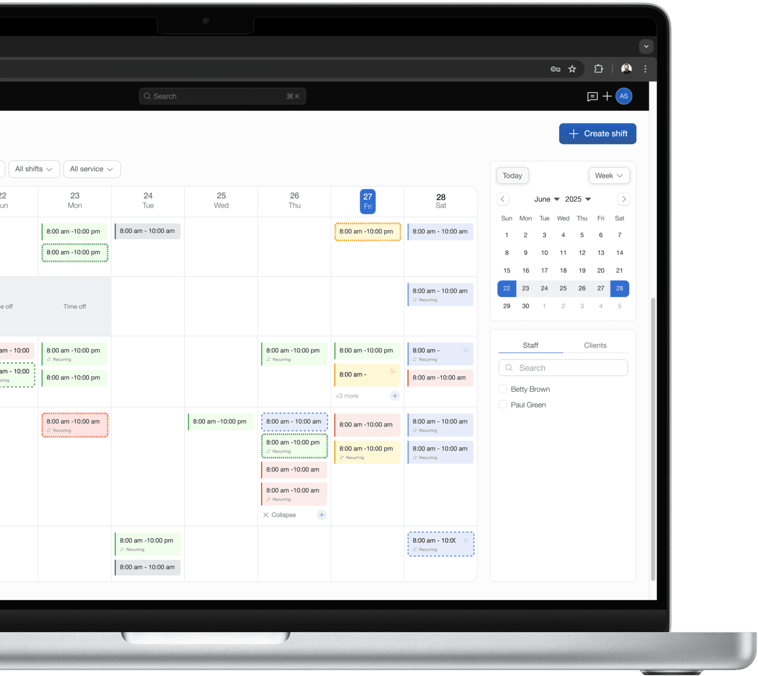 Scheduling software.