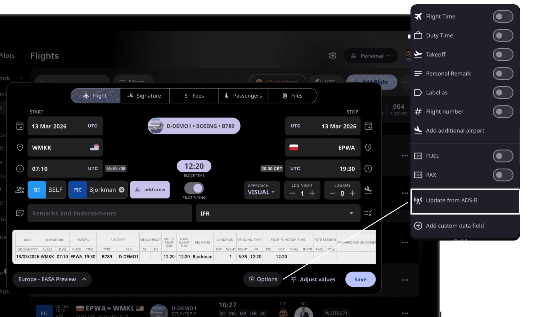 import flight data from ads-b