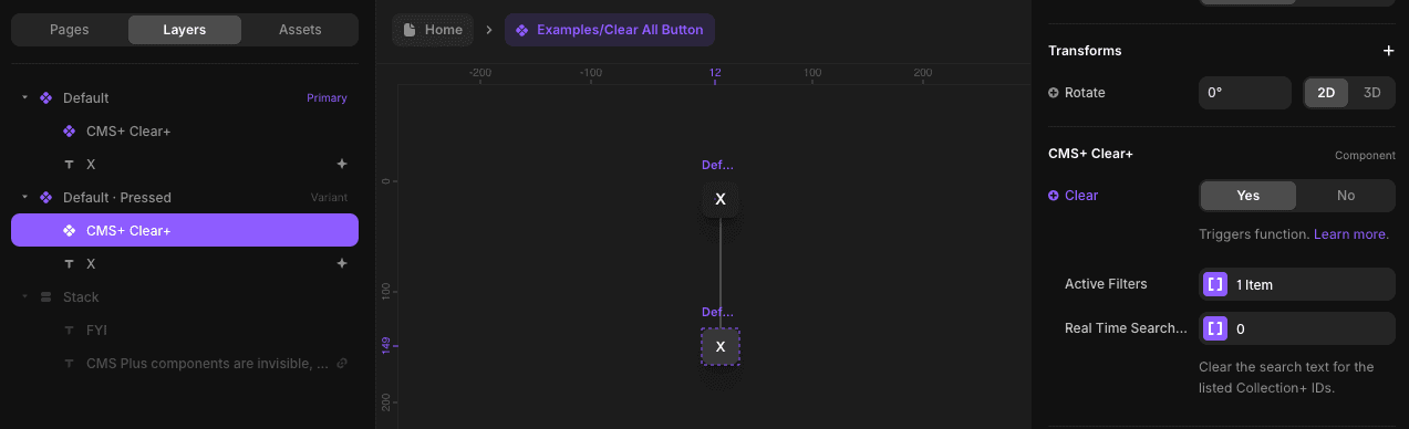 Toggling the control that triggers Clear+'s functionality.