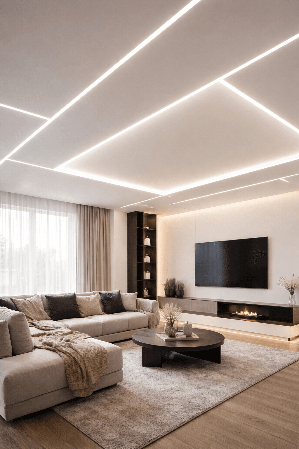 Lichtdecken & Linien, Spanndecke Wohnzimmer
