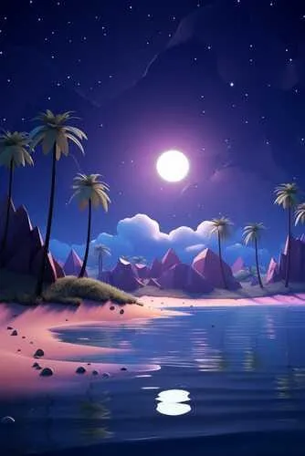3D cartoon night sky