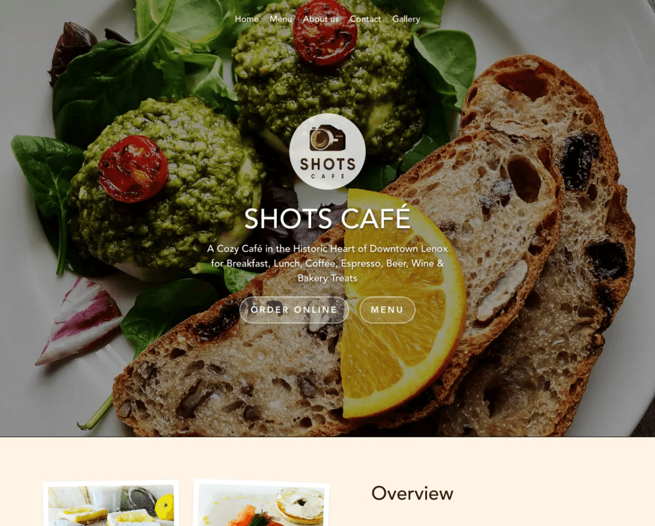 testimonial website of a café/restaurant
