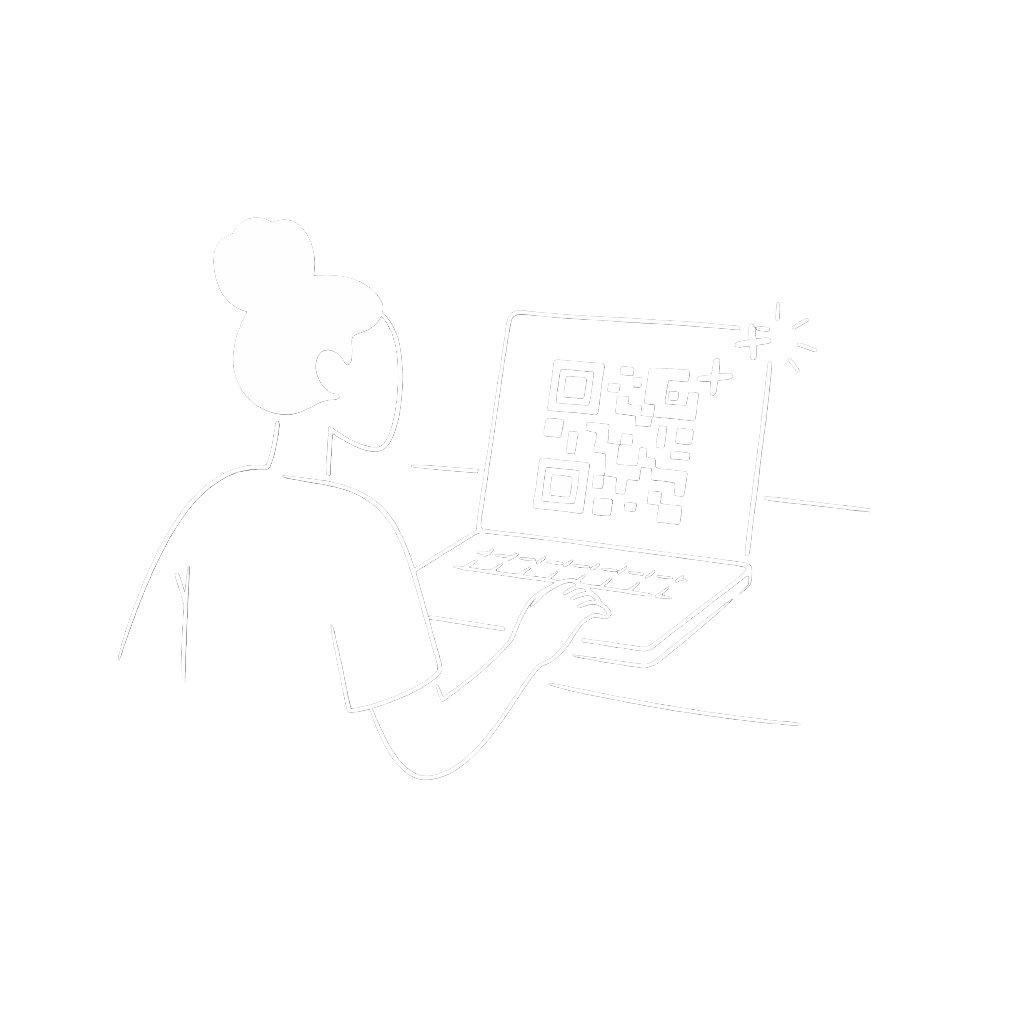 Laptop screen creating a QR code for instant AI chat support.