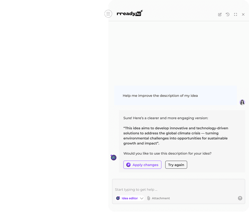 AI chatbot of rready innovation platform