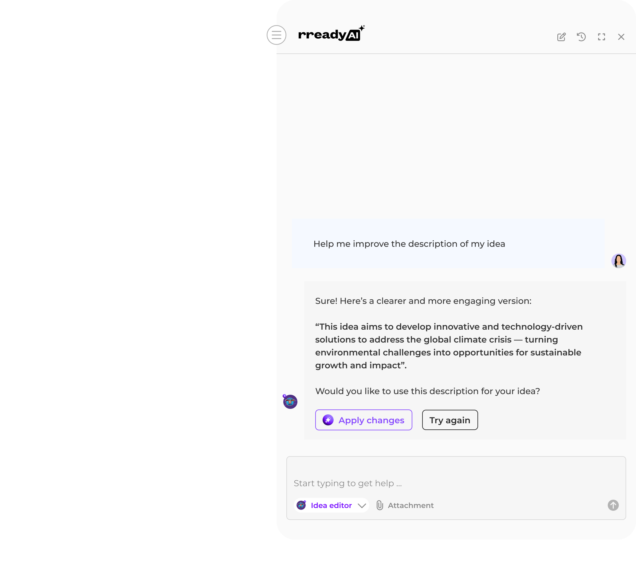 AI chatbot of rready innovation platform