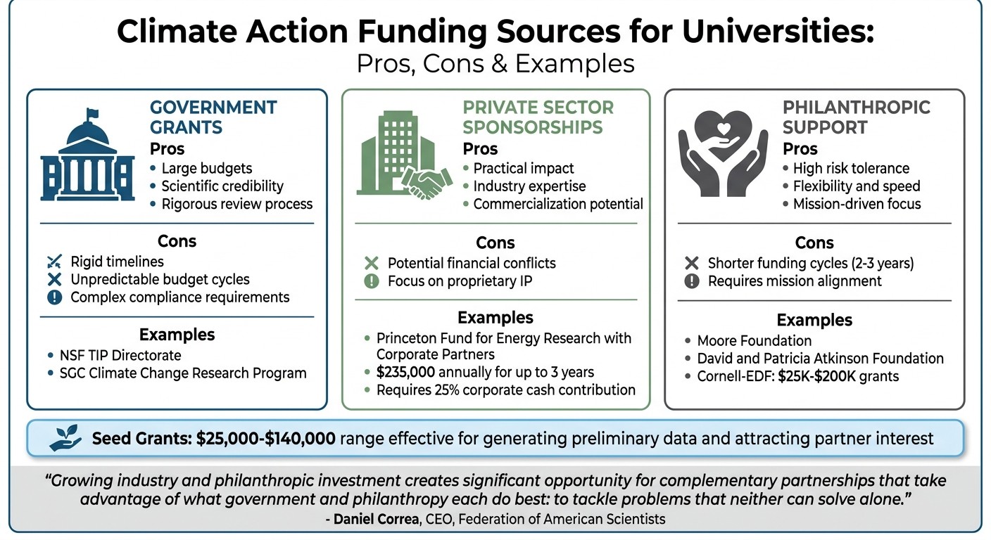 Comparison of Climate Action Funding Sources for Universities
