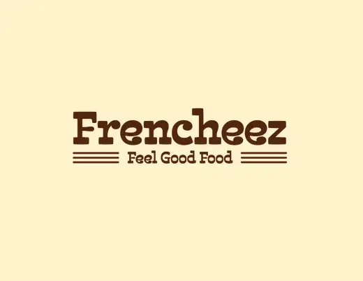 Frencheez wordmark and tagline over a background of golden french fries