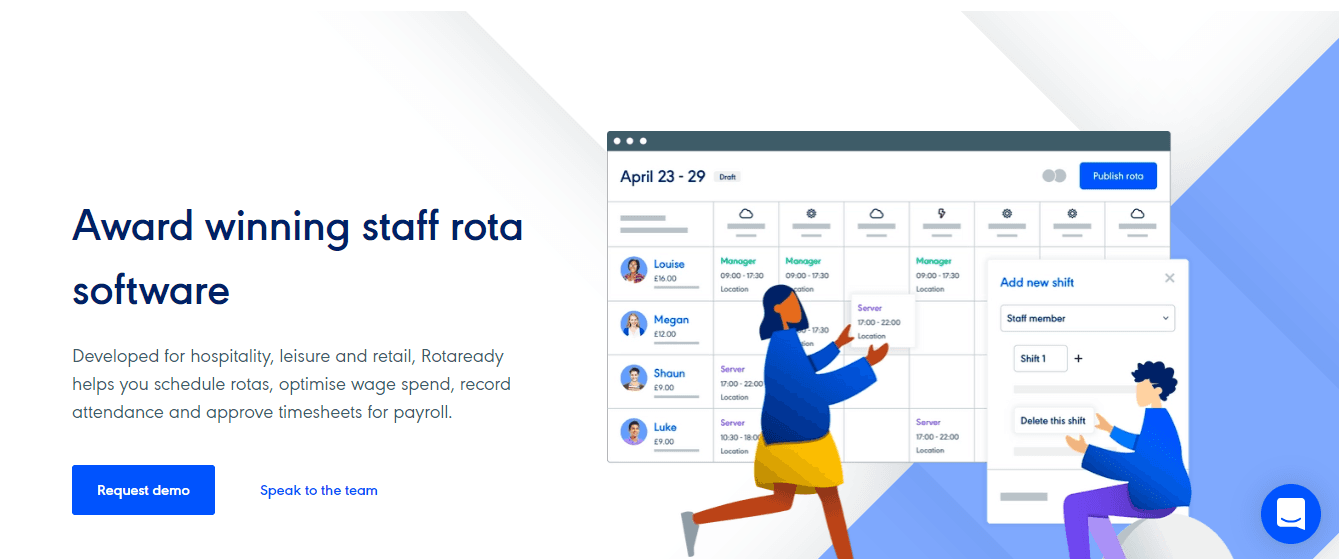 rotaready workspace management homepage screenshot