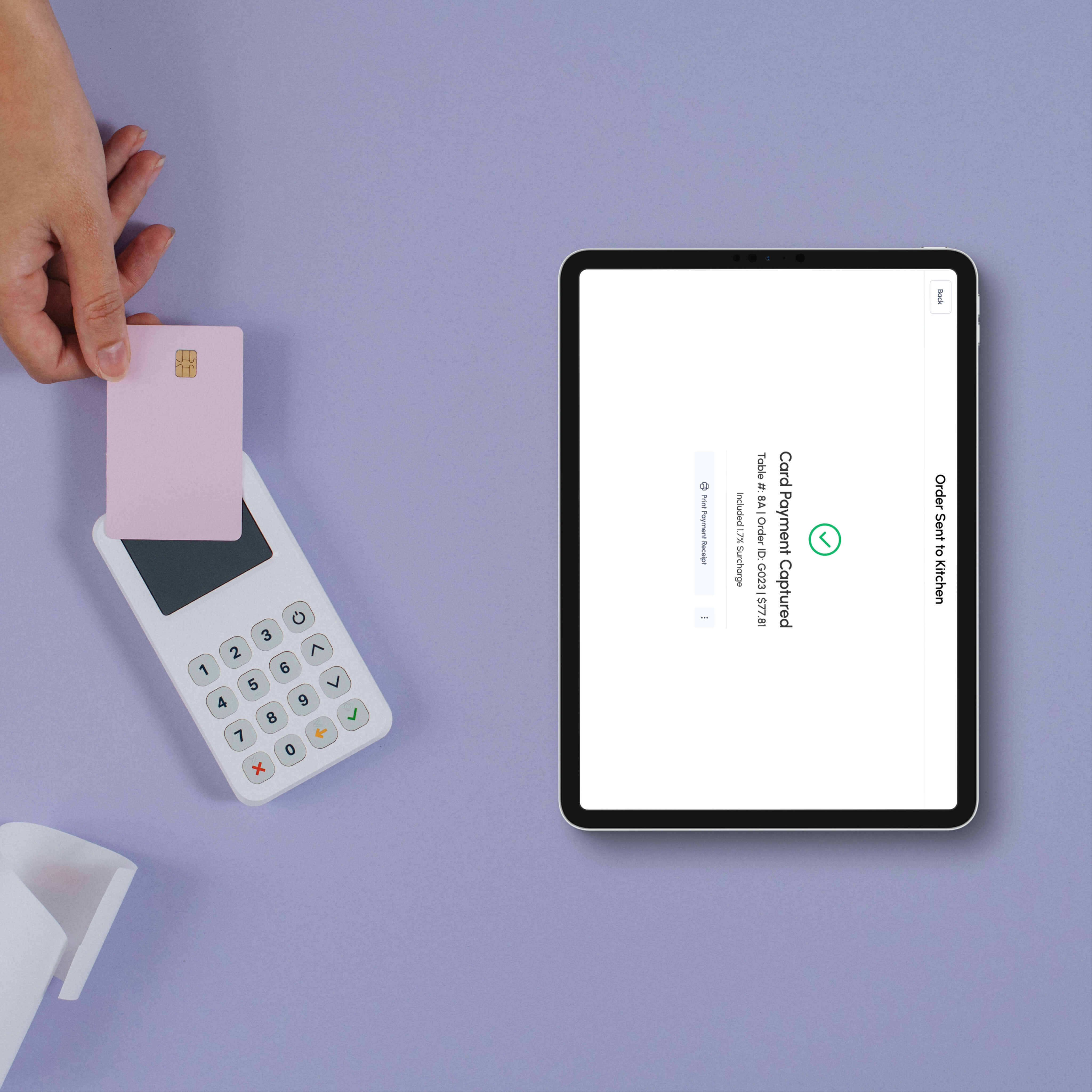 Tablet and eftpos terminal showing Pretzel POS payment integration with tyro.