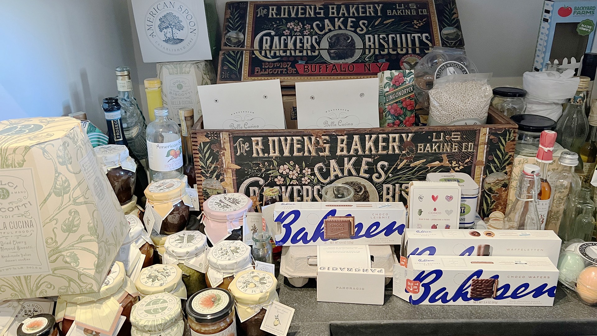 detail photo of products designed by Louise Fili at her studio