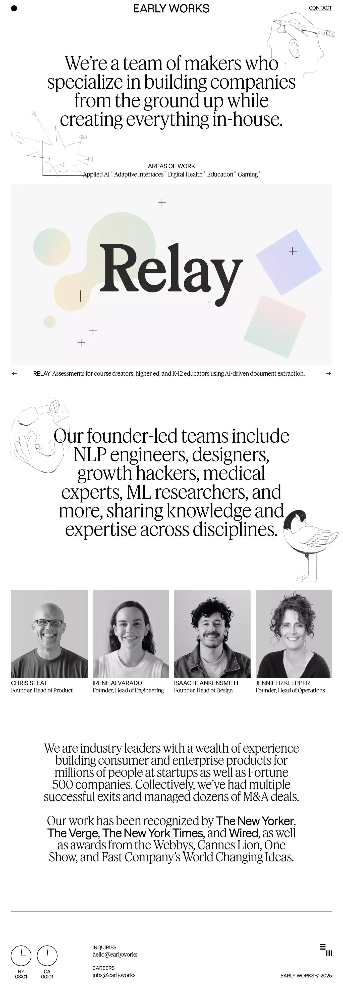 Early Works portfolio page screenshot showcasing Design and Tech design
