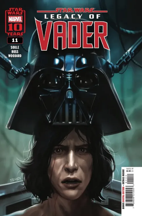 Cover for Star Wars: Legacy of Vader #11 featuring Kylo Ren about to put on Darth Vader's helmet.