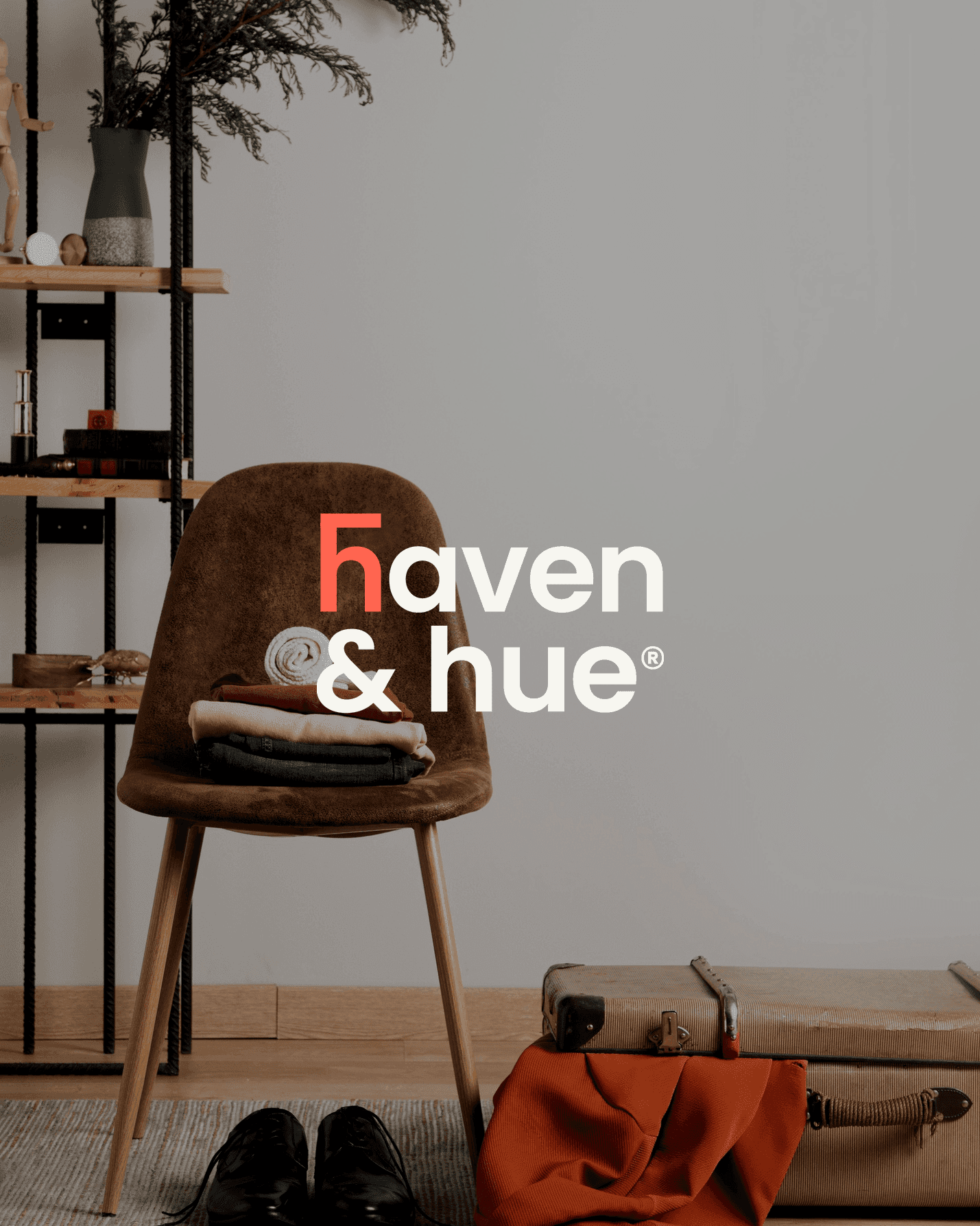 haven hue logo over image of warm interior design