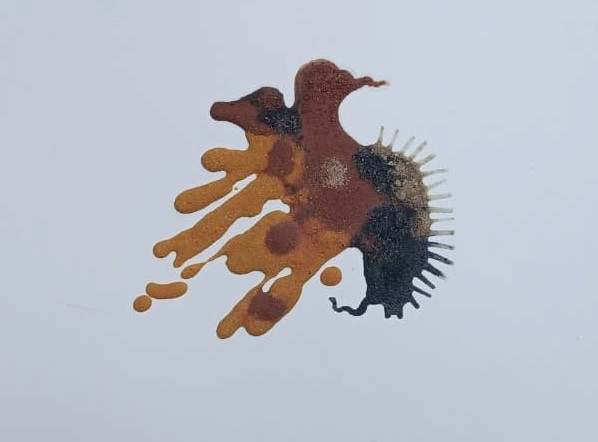 herd of sheep on road painting