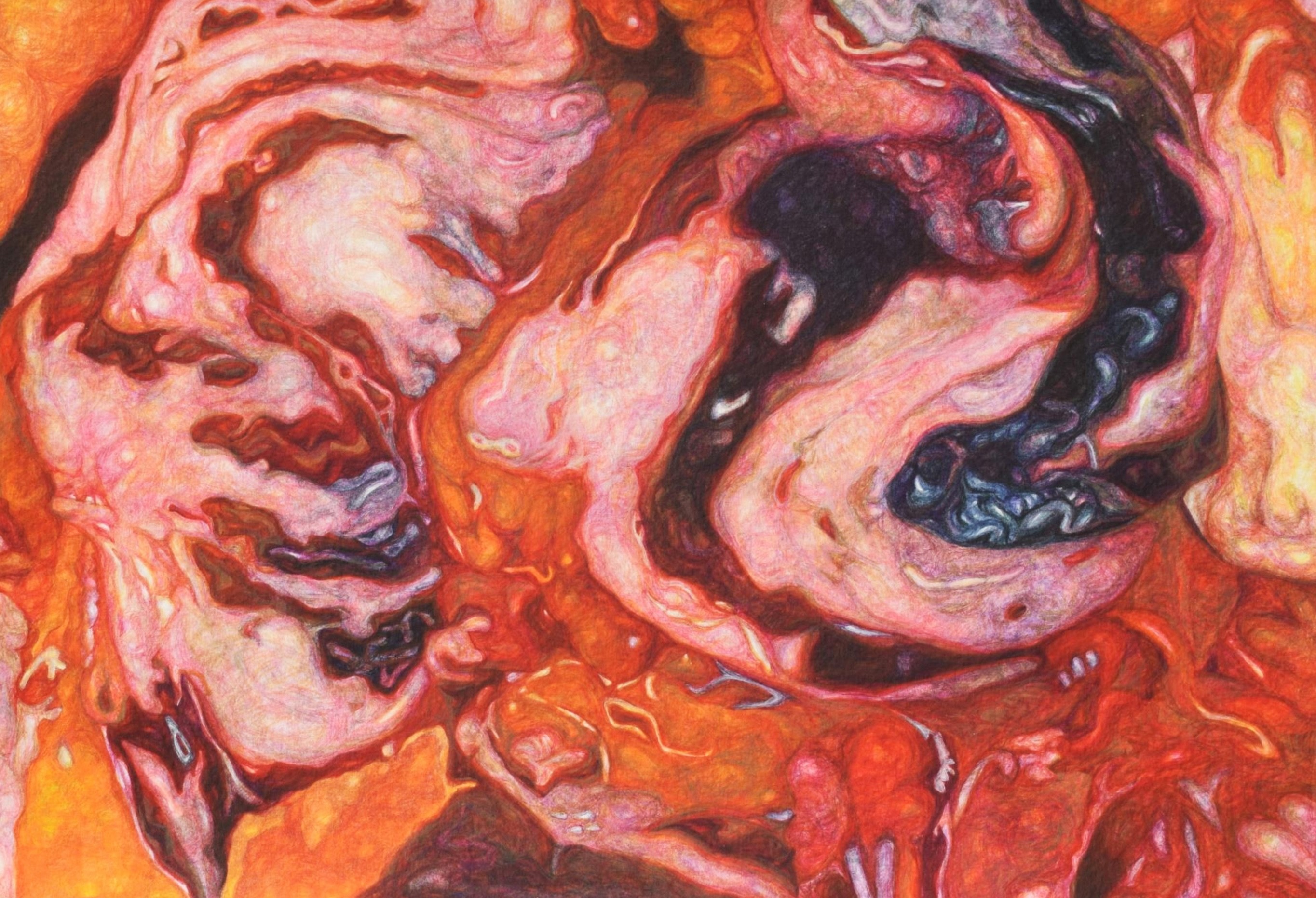 herd of sheep on road painting