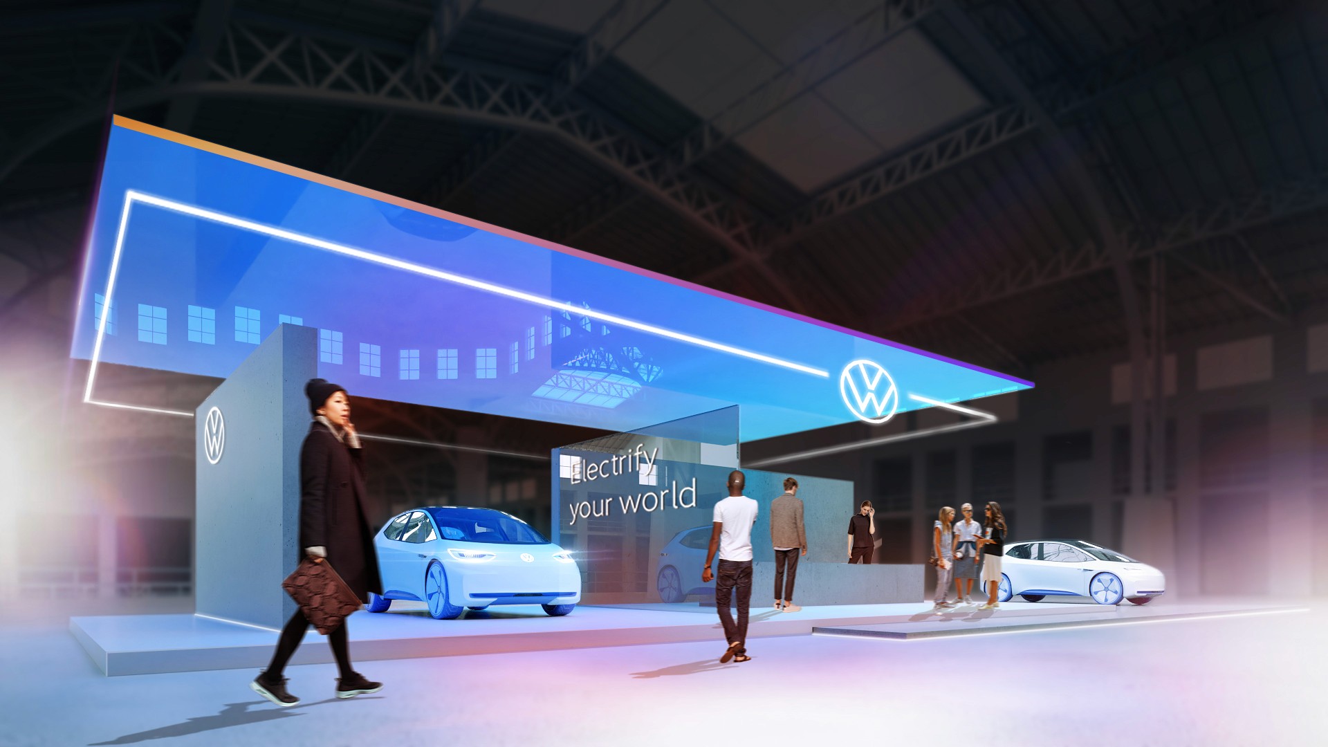 Volkswagen car showroom interior store concept brand touchpoint asset