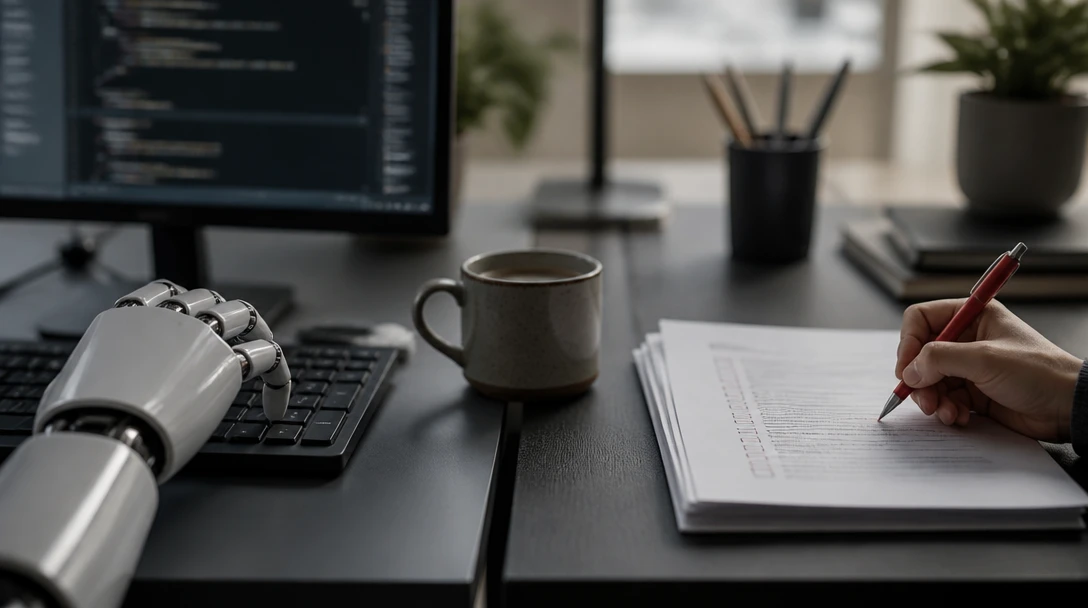 Two desks sharing a content review workflow
